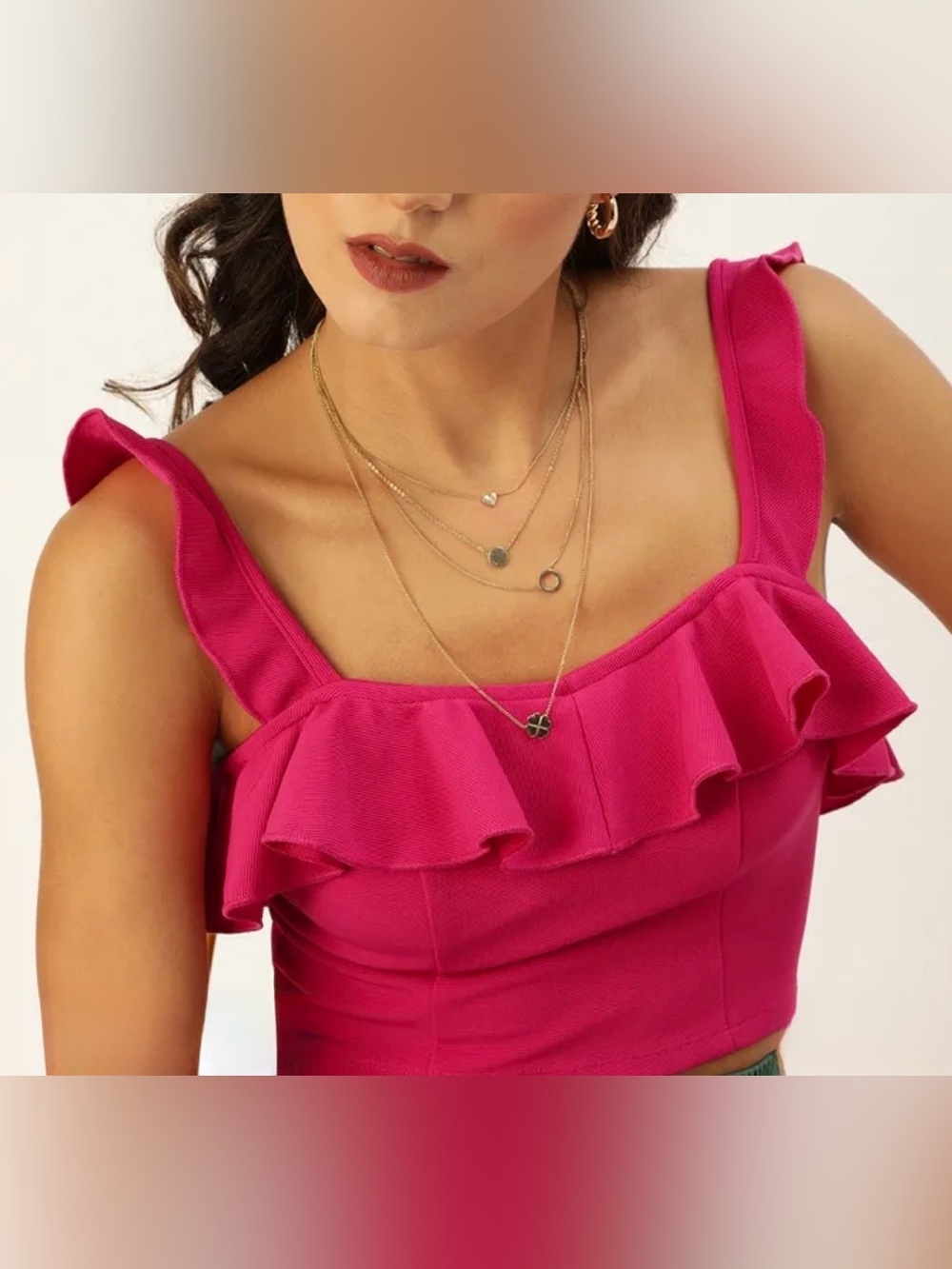 Sweetheart Pink Ruffled Corset Top with Tie Size Medium Coquette Feminine